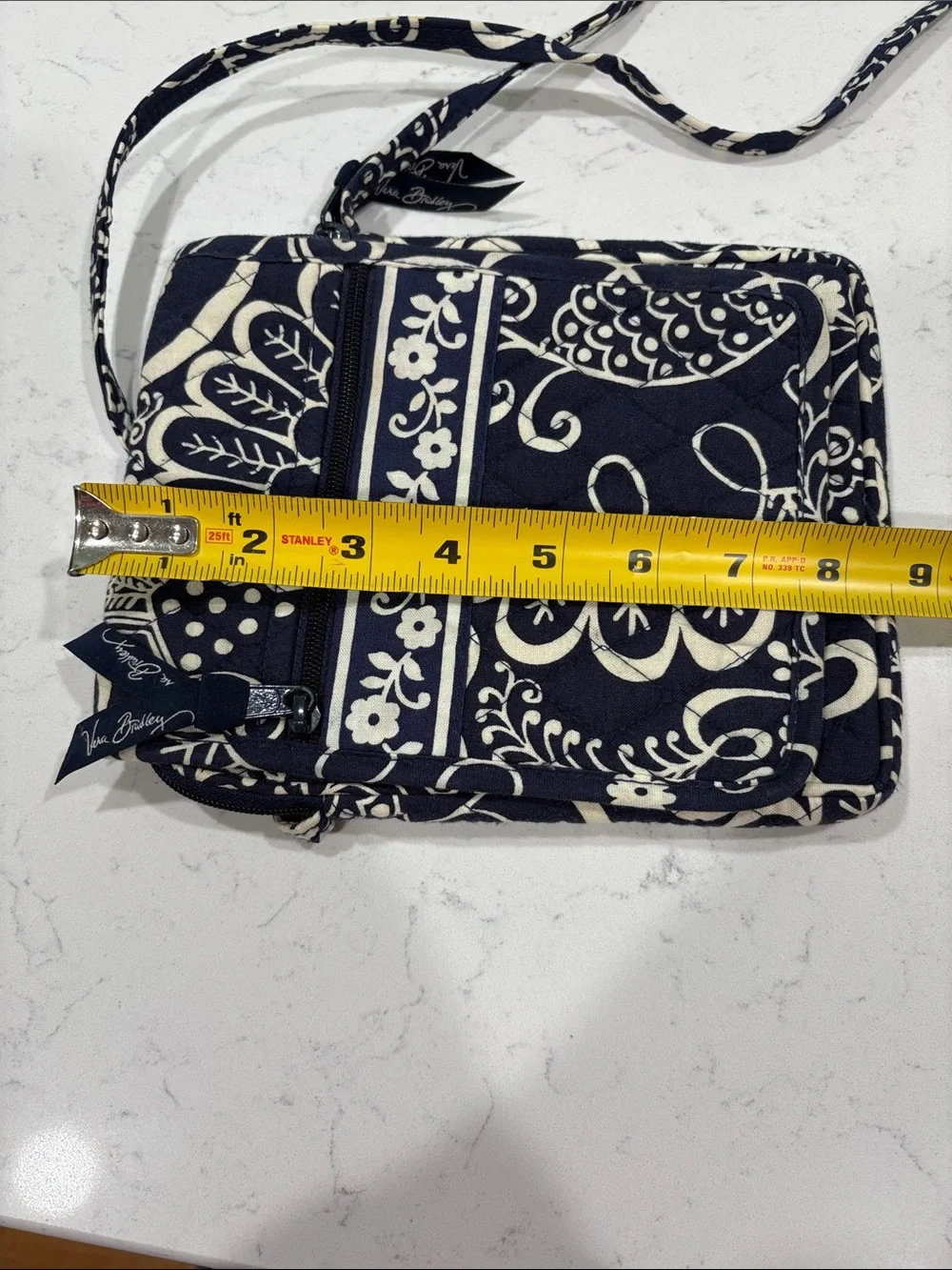 Vera Bradley Navy and Cream Floral Quilted Crossbody